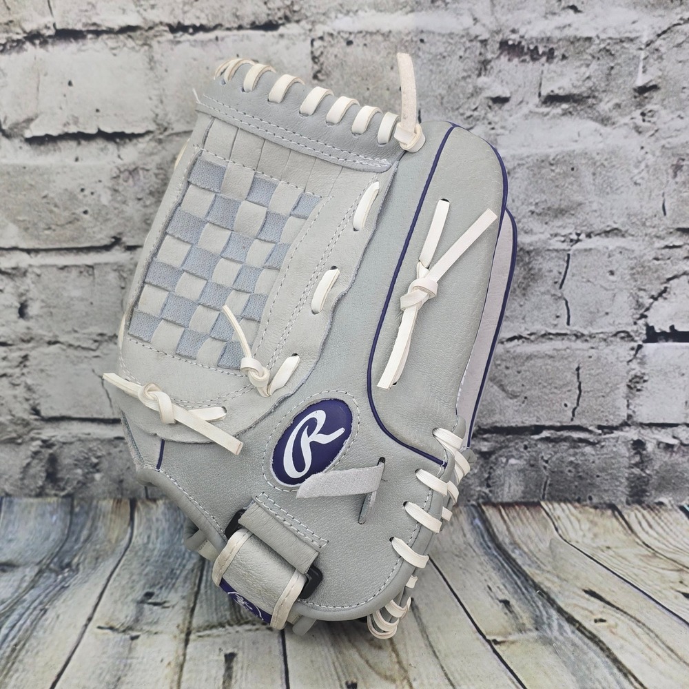 Rawlings Sure Catch Baseball Glove 12" Gray White Leather RHT Softball SCSB12PU